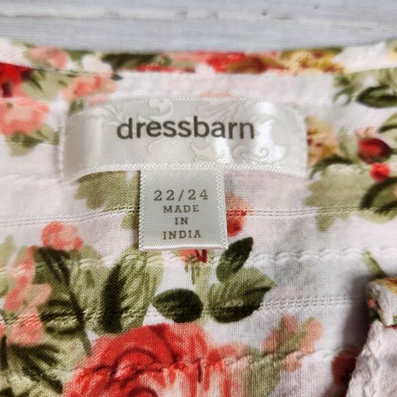 Dress Barn Floral 3/4 Roll Tab Sleeve Blouse Size 22/24 - Picture 4 of 9